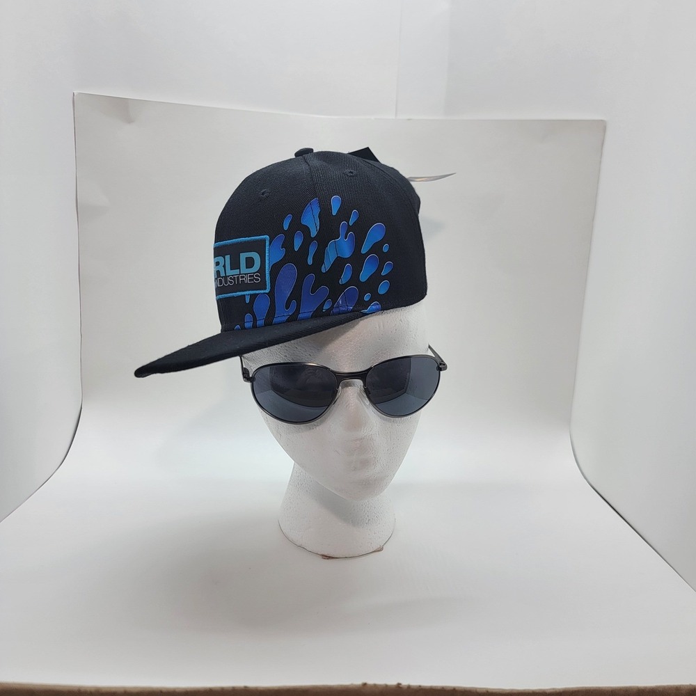 World Industries Snapback Hat Black Blue Splash Skate Logo Cap WI-HT14274AQ NWT